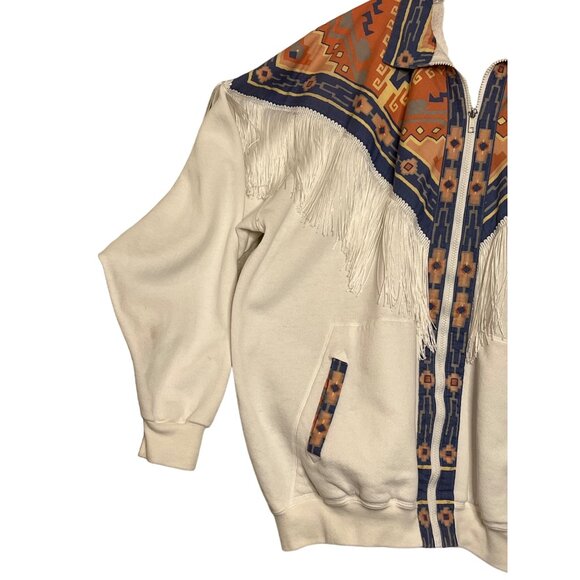 Vintage Santee Lightweight Southwestern Fringe Jacket Plus XXXL USA Aztec Tribal - Picture 3 of 16